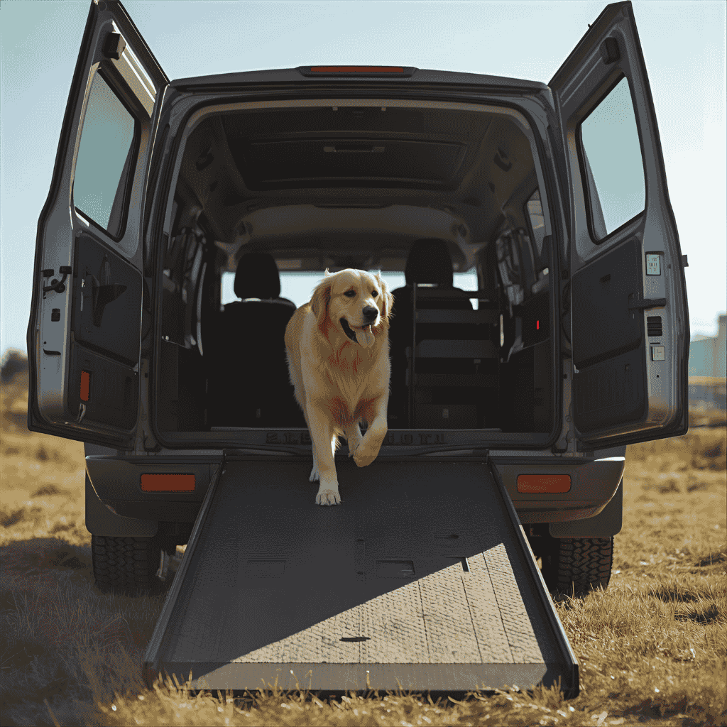 Large dog using ramp